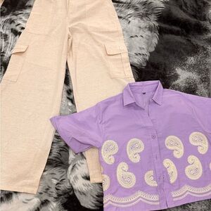 Lavender Paisley Women's Button Down Shirt